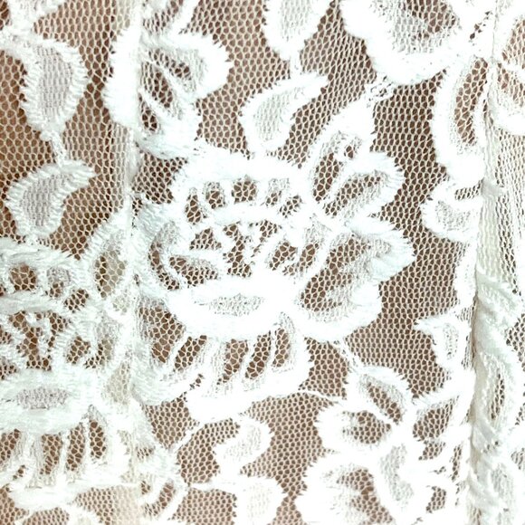 Elegant White Halter Floral Lace Gown Slit Embellished Waist Size 0 Slit Formal - Picture 5 of 14